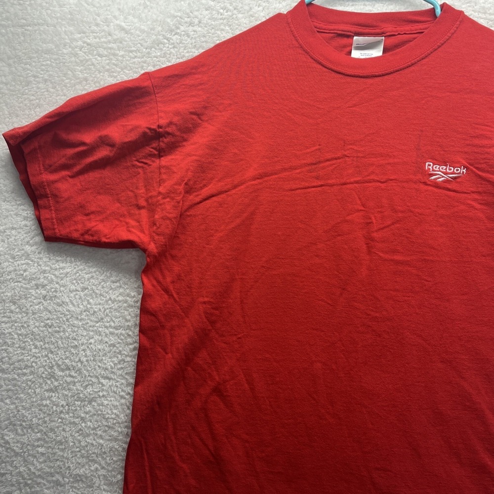 Reebok Shirt Mens XL Red Plain Tee Workout Gym Sports Activewear Chore Hot Fire - Picture 3 of 15